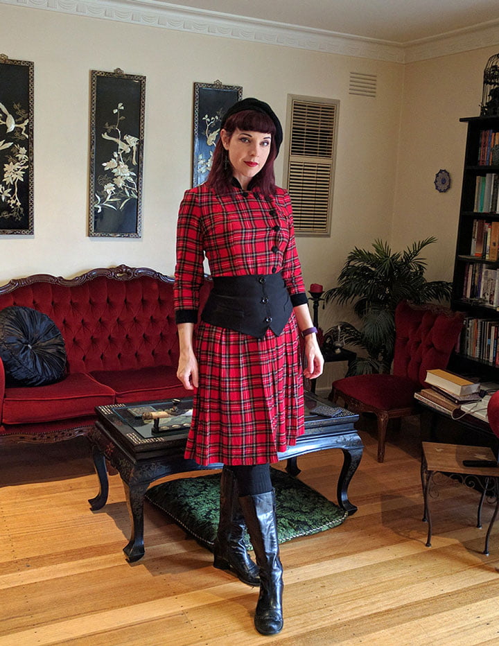 red tartan gothic dress