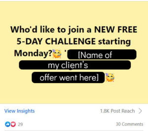 Facebook Group Engagement Post Example